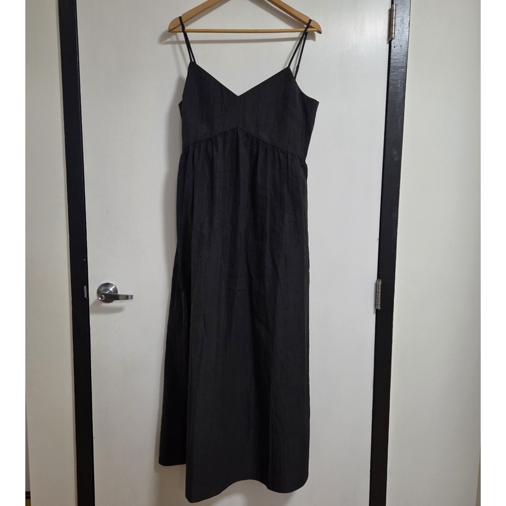 $495 Jenni Kayne Alyssandra Textured Minimalist Maxi Dress Charcoal Size Large